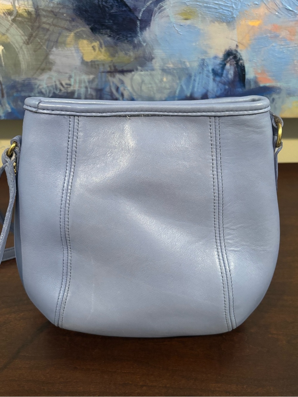 Coach Vintage Small Framed Pouch Periwinkle Leather Shoulder Crossbody Bag 9990 - Picture 3 of 11